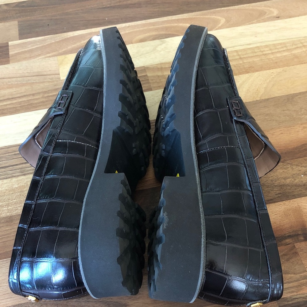 Cole Haan Brown Croc-Embossed Penny Loafers - Picture 6 of 11